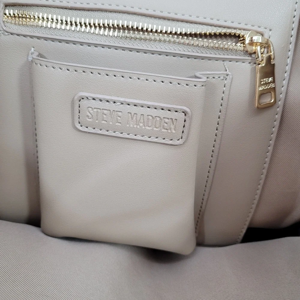 Steve Madden Satchel Bwebber-EL Sandstorm Beige Logo Strap Pouch Bag DT623705 OS